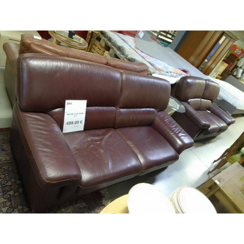 SALON CUIR BRUN 3+2