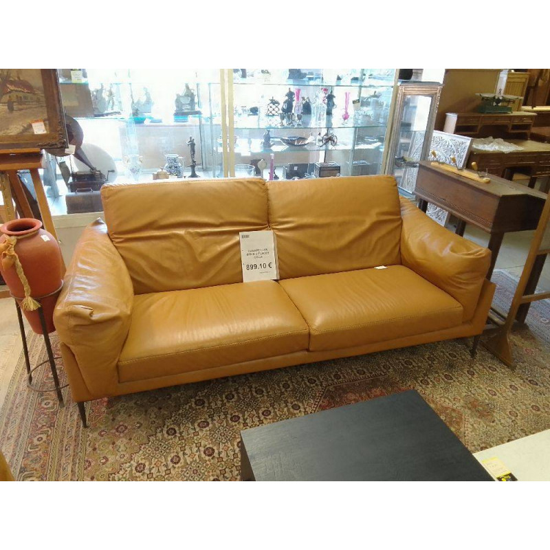 CANAPE CUIR BRUN 2 PLACES CALIA