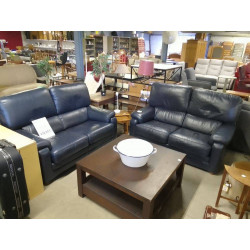 SALON CUIR BLEU 2+2