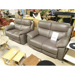SALON CUIR ET SIMILI GRIS