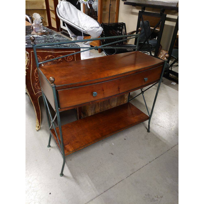 CONSOLE MERISIER FER FORGE