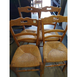 CHAISE PAILLE LOT DE 4