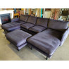 SALON DOUBLE MERIDIENNE VELOUR NOIR SIA HOME + POUF