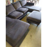 SALON DOUBLE MERIDIENNE VELOUR NOIR SIA HOME + POUF