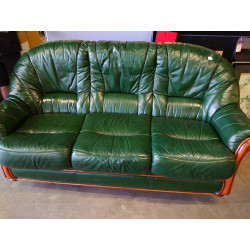 CANAPE LIT CUIR VERT 3+1+1