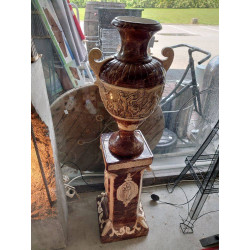 POTICHE SUR COLONNE FAIENCE