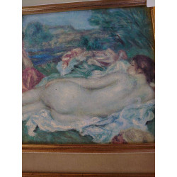 HUILE SUR PANNEAU FEMME COUCHEE