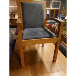 LOT DE 8 CHAISES CHENE TISSU