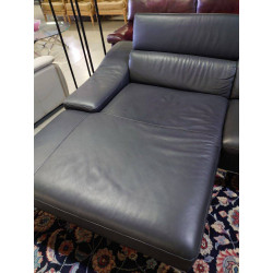 SALON MERIDIENNE CUIR GRIS ZYMBIOZ