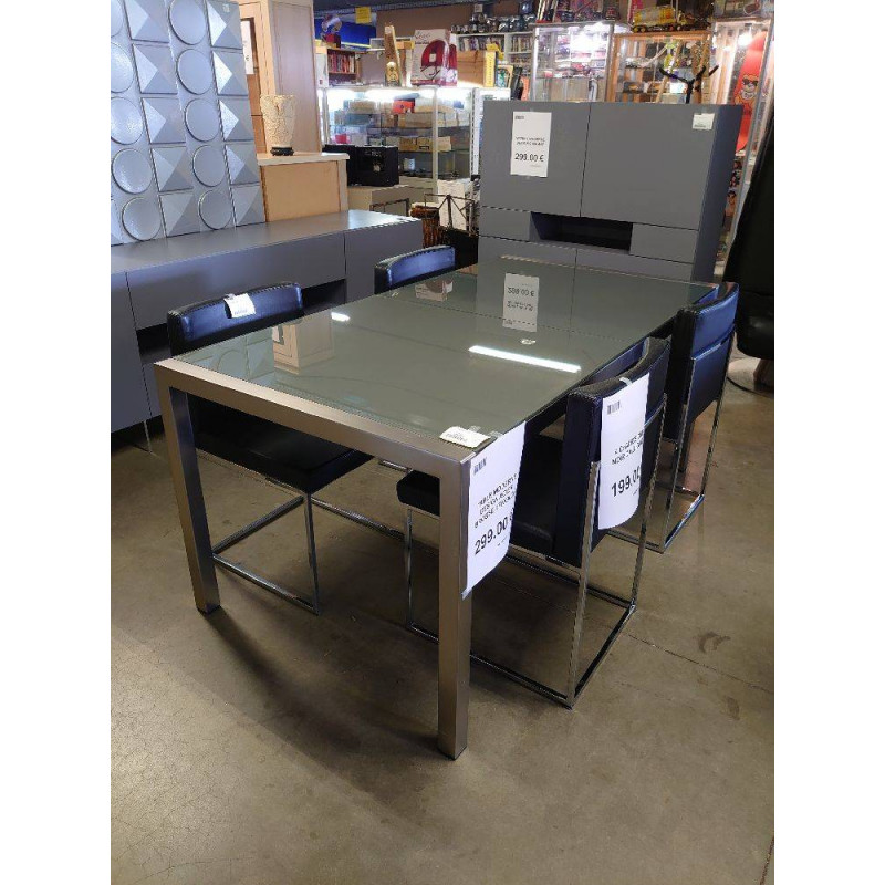TABLE MODERNE DESIGN ACIER BROSSE 170X90CM