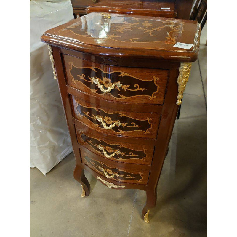 CHEVET STYLE MARQUETE 4 TIROIRS