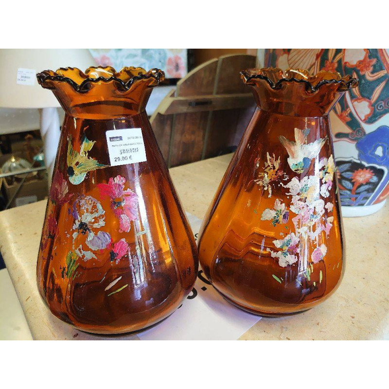 PAIRE DE VASES DECO OISEAU