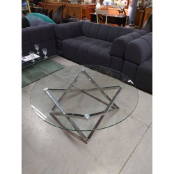 TABLE RONDE CHROME ET VERRE
