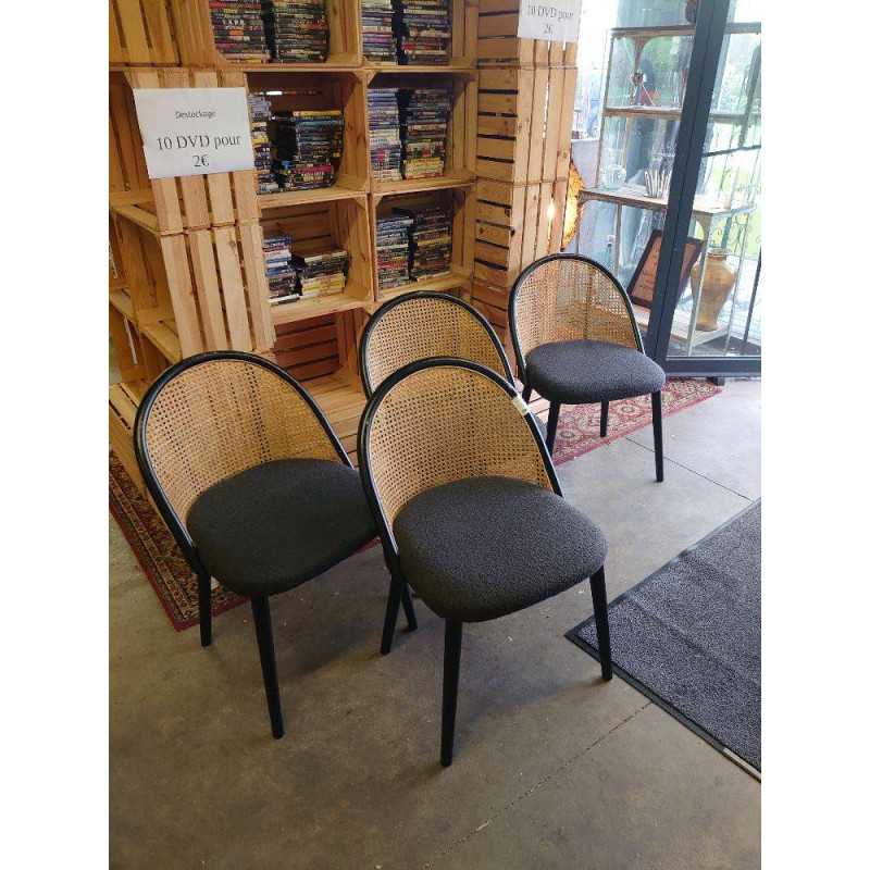4 CHAISES CANNAGE NOIRES