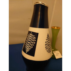 VASE FEUILLES BLEU BLANC