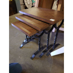 TABLE GIGOGNE CHENE FER FORGE