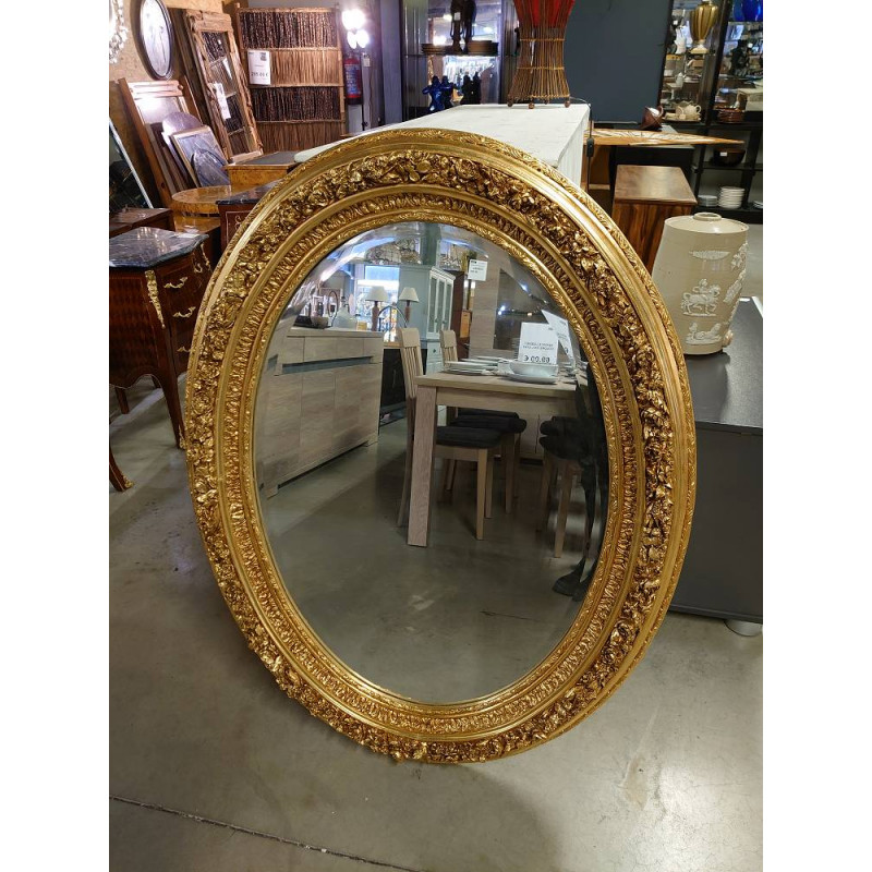 MIROIR OVAL DECO GOLD