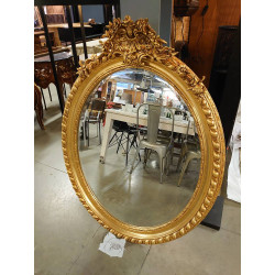 MIROIR OVAL DECO GOLD