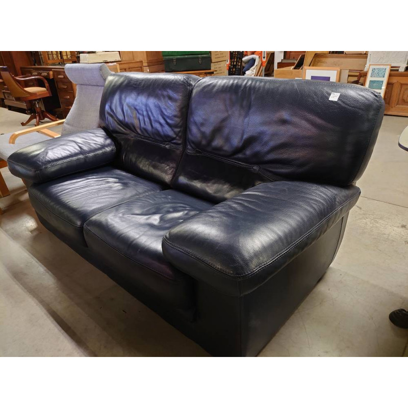 CANAPE 2 PLACES CUIR BLEU
