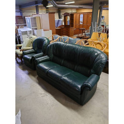 SALON CUIR VERT 3+1