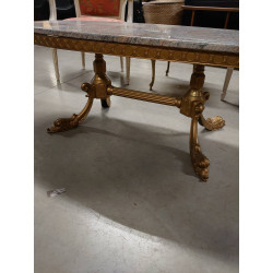 TABLE OVALE PIED METAL DORE  GRANIT