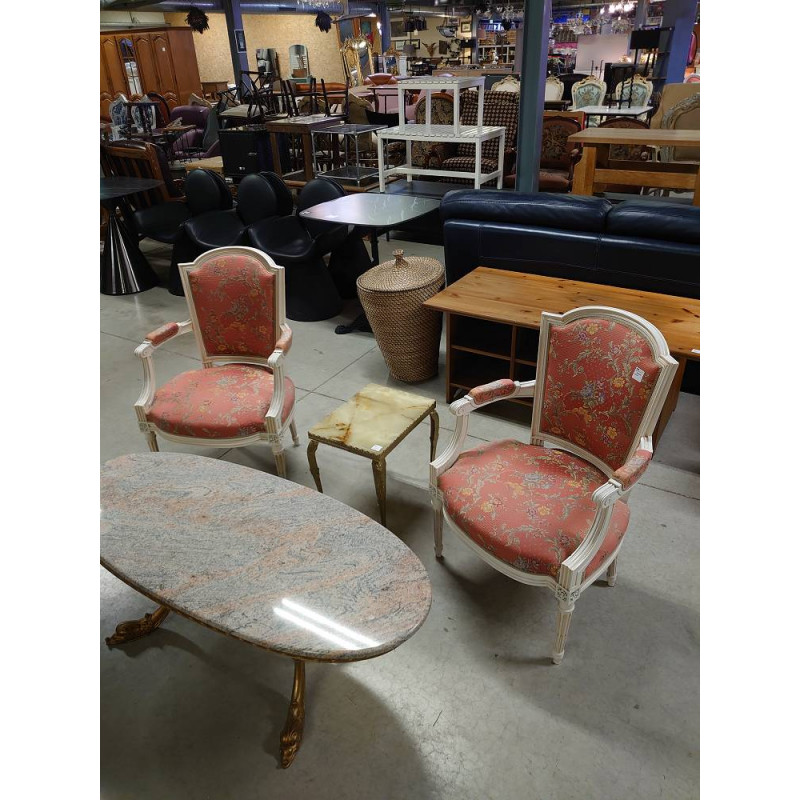 PAIRE DE BERGERE TISSU ROSE