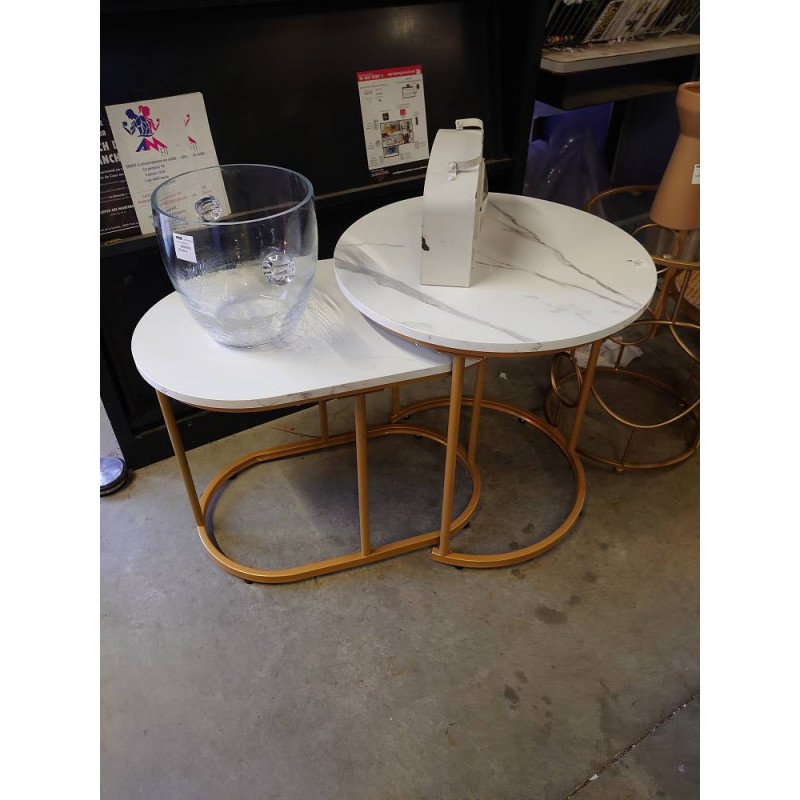 TABLE GIGOGNE LOT DE 2 IMITATION MARBRE